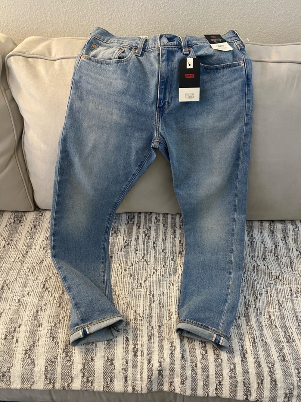New Men’s Levi’s 512 Slim Taper Stretch Selvedge Jeans 34 x 32